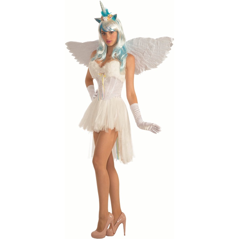Adult Faux Fur White Sheer Unicorn Fantasy Corset