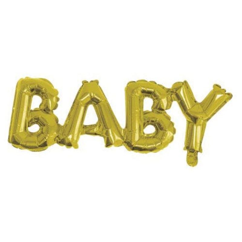 Baby Balloon Phrase Gold - Does not float 16in