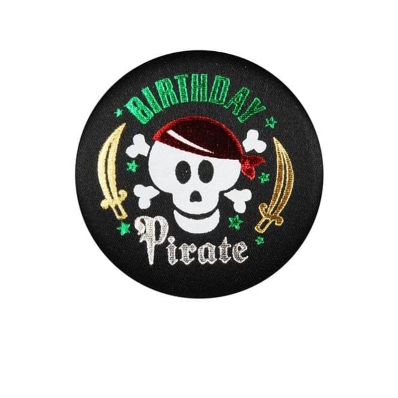 Birthday Pirate Black Satin Button