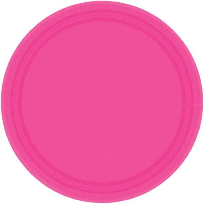 Bright Pink 10.5in Round Banquet Paper Plates 20 Ct