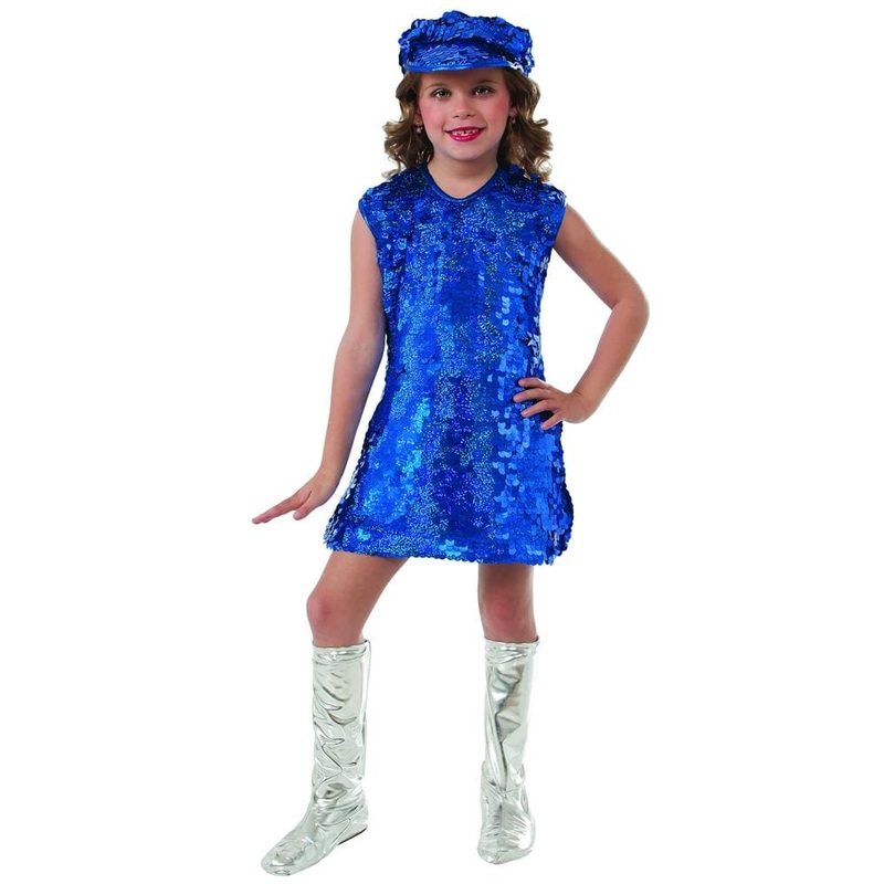 Blue Mod Girl Glitter Costume