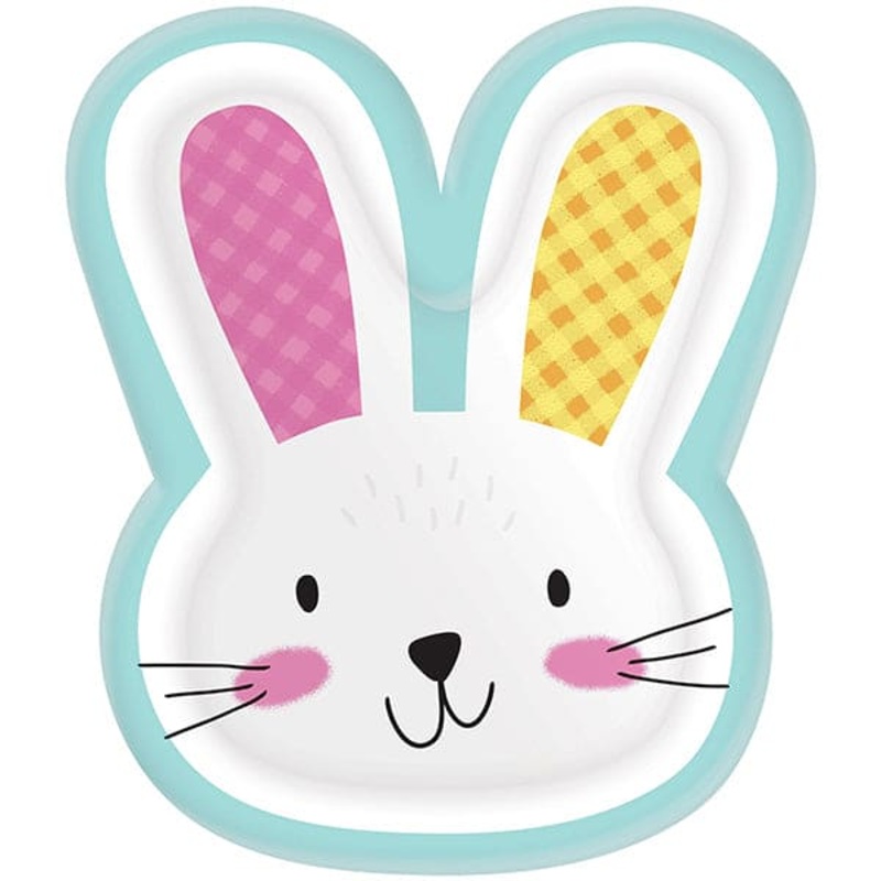 Bunny Shaped 10.5in Paper Plates 8 Ct