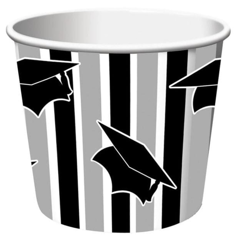 Black & Gray Stripe Graduation Treat Cups