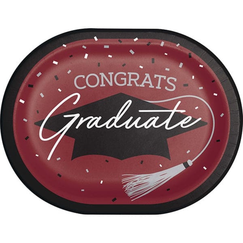 School Spirit  Burgandy 9 x 12in Oval Paper Platters 8ct