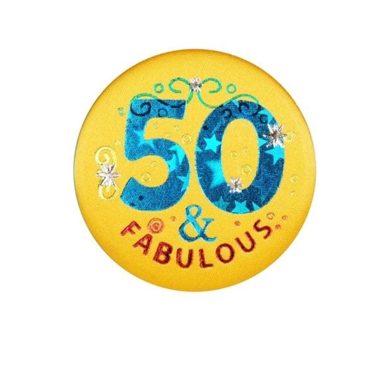 Button - 50 & Fabulous Satin Button 2"