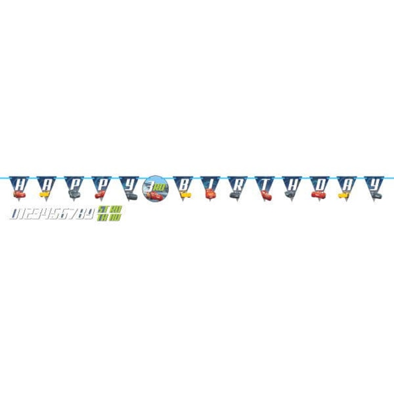 Cars III Jumbo Add-An-Age Letter Banner