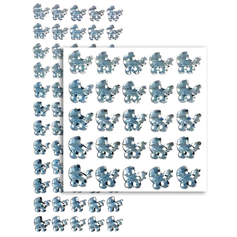 Baby Trolley Blue Rhinestone Stickers