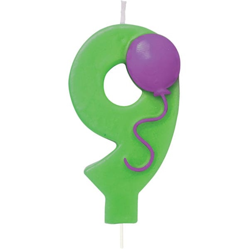 Birthday Cake Candle Number 9 w/ Balloon