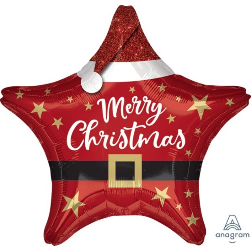 Santa Christmas Star 19in Metallic Balloon