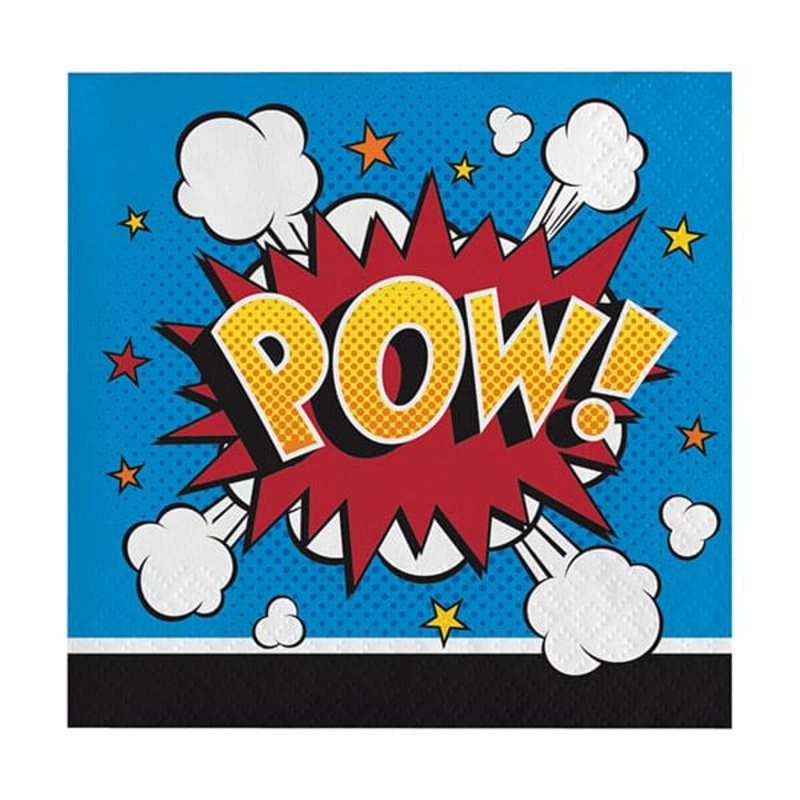Super Hero Pow Boom Beverage Napkins 16ct