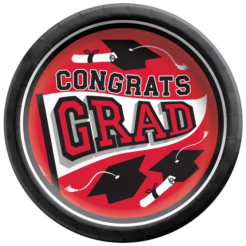 True To Your School 9in Round Dinner Paper Plates Red 20ct