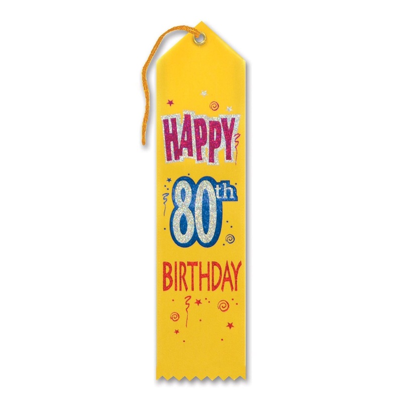 6 Pack Beistle Happy 80th Birthday Award Ribbon