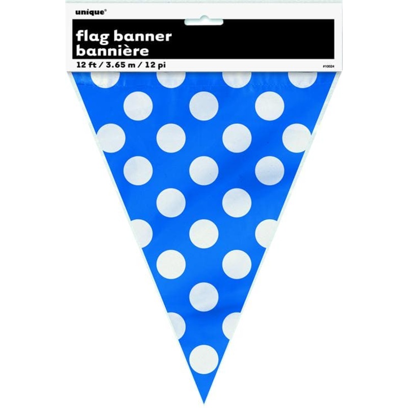 Royal Blue Polka Dot Flag Banner 12ft