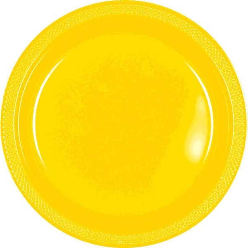 Yellow Sunshine 9in Round Dinner Plastic Plates 20 Ct