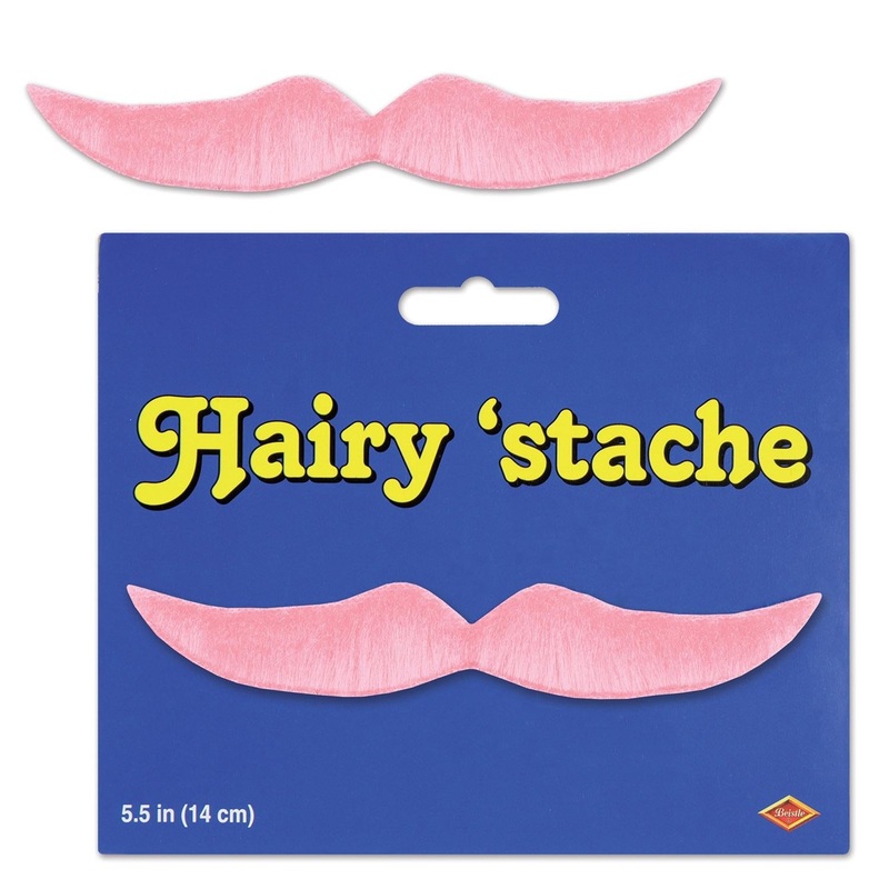 12 Pack Beistle Hairy 'stache - pink