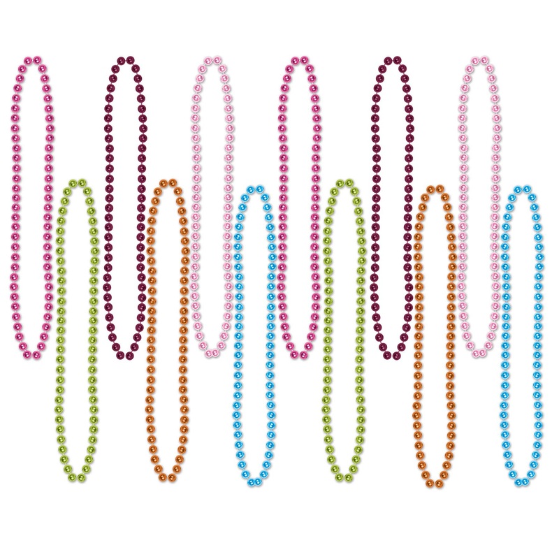 144 Pack Beistle Party Bead Necklaces - Small Round Asst colors