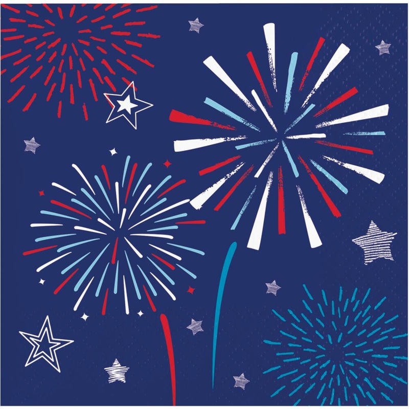 192 pc Bulk Patriotic Party 2 Ply Beverage Napkin