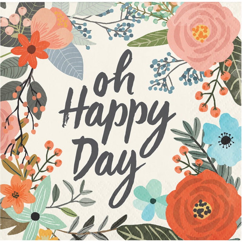 288 pc Bulk Brush Strokes Oh Happy Day Beverage Napkins
