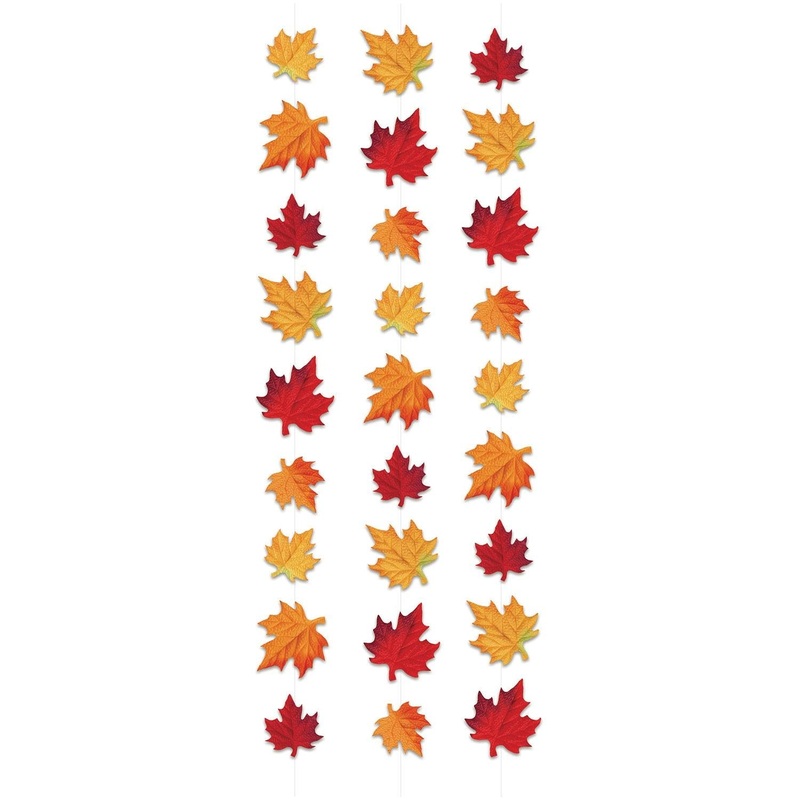 36 Piece Beistle Thanksgiving Deluxe Fabric Autumn Leaves Stringers
