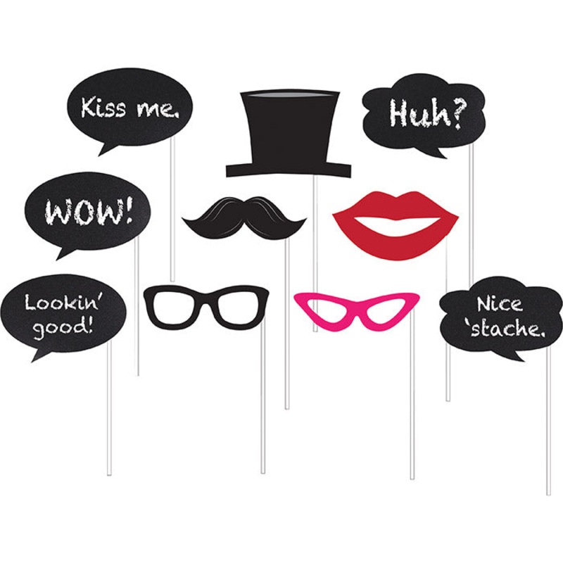 60 pc Bulk Chalkboard Photo Booth Props
