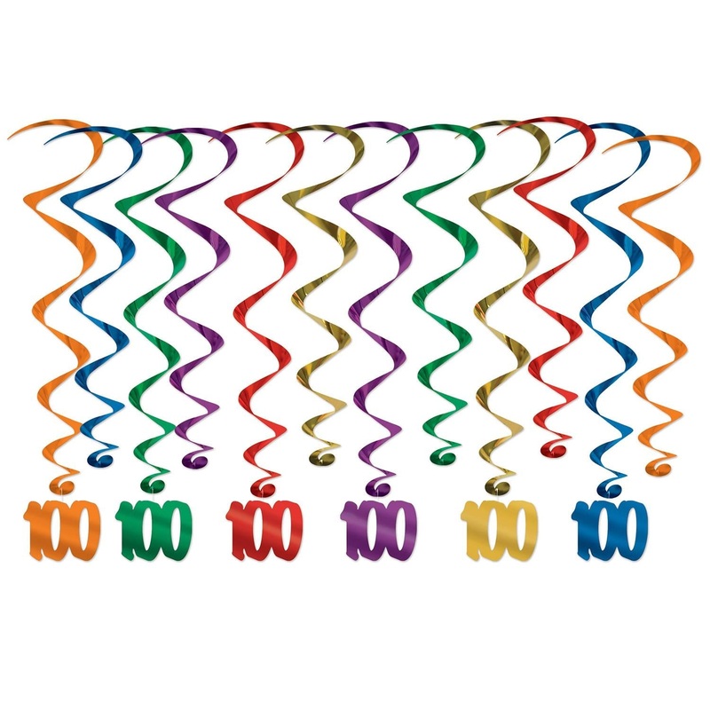 72 Pack Beistle 100th Birthday Party Whirls
