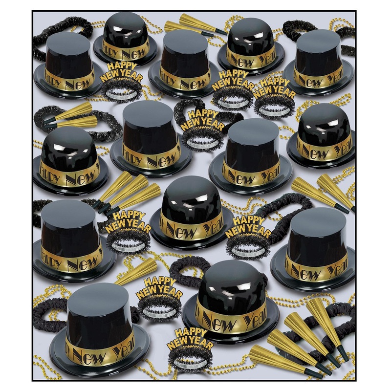 Beistle Showtime Gold New Year's Eve Party Kit for 100 People