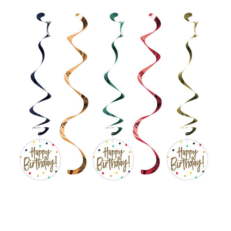Birthday Stripes Dizzy Danglers Assorted (5/Pkg)