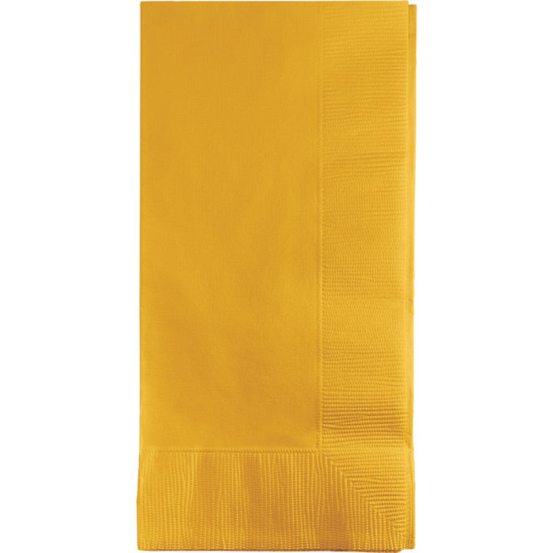 School Bus Yellow Dinner Napkins 2Ply 1/8Fld (50/Pkg)