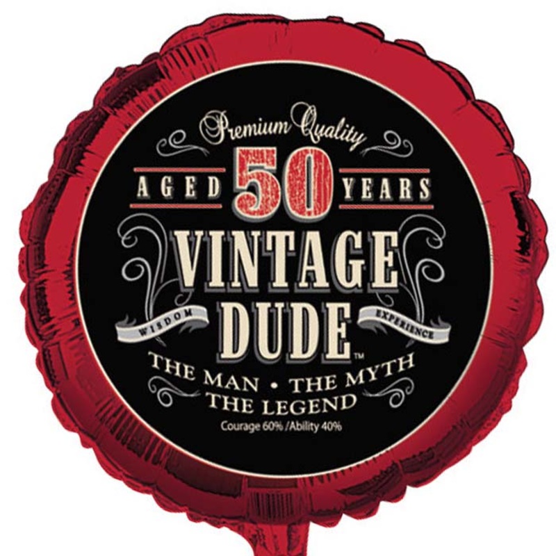 Vintage Dude "50" Metallic Balloon 18"