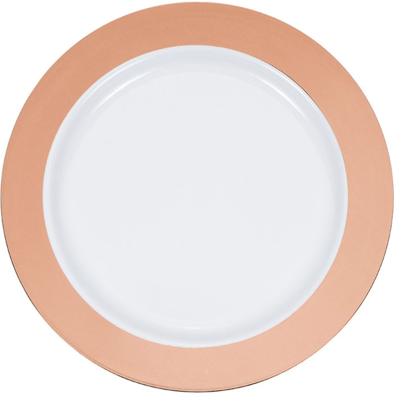 10.25" Rose Gold Rim Plastic Plate (10/Pkg)