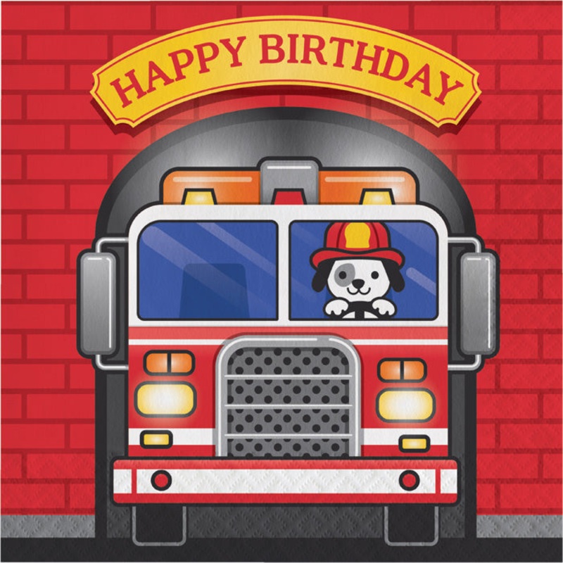192 pc Bulk Fire Truck Birthday Luncheon Napkins