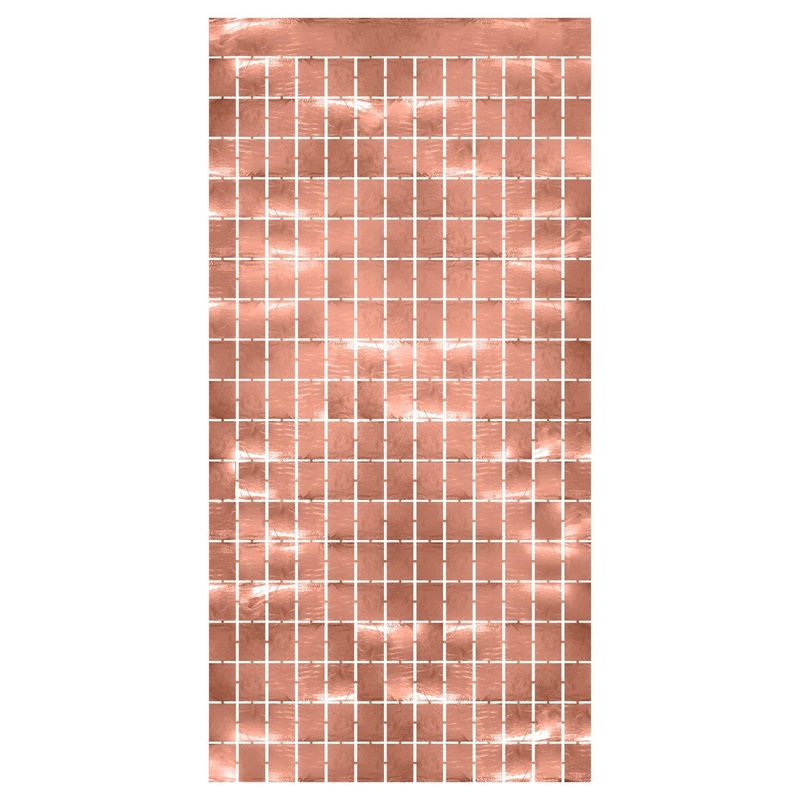 6 Pack Beistle Metallic Party Square Curtain - Rose Gold