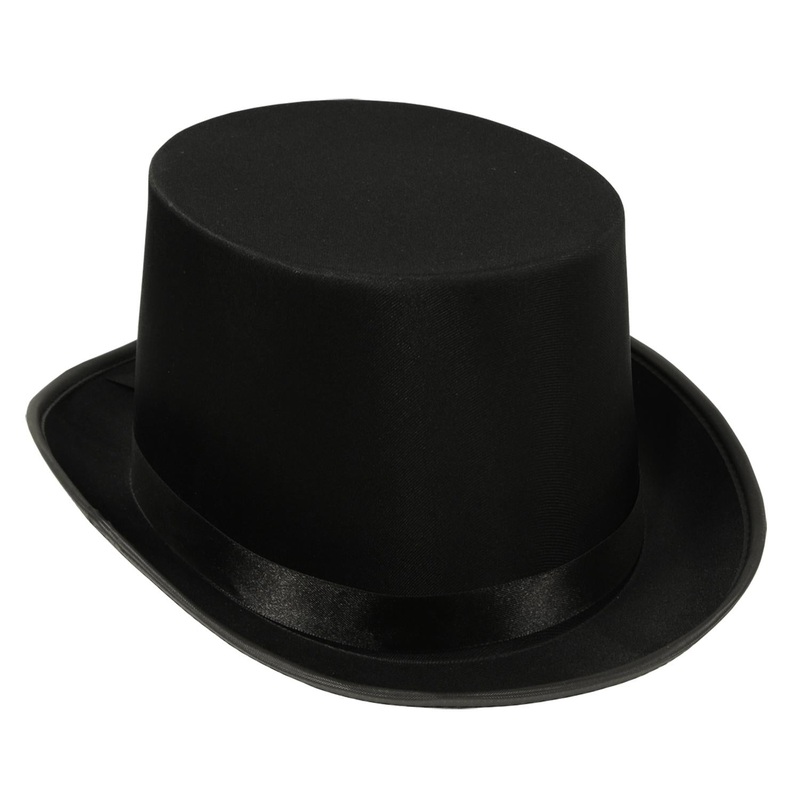 6 Pack Beistle Satin Sleek Top Hat - black