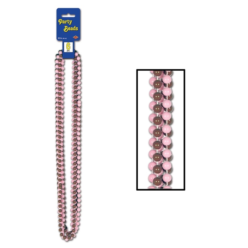 72 Pack Beistle Party Bead Necklaces - Small Round Asst brown/pink