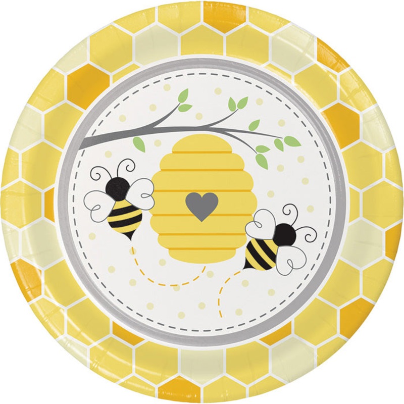 96 pc Bulk Bumblebee Baby Shower Dinner Plates