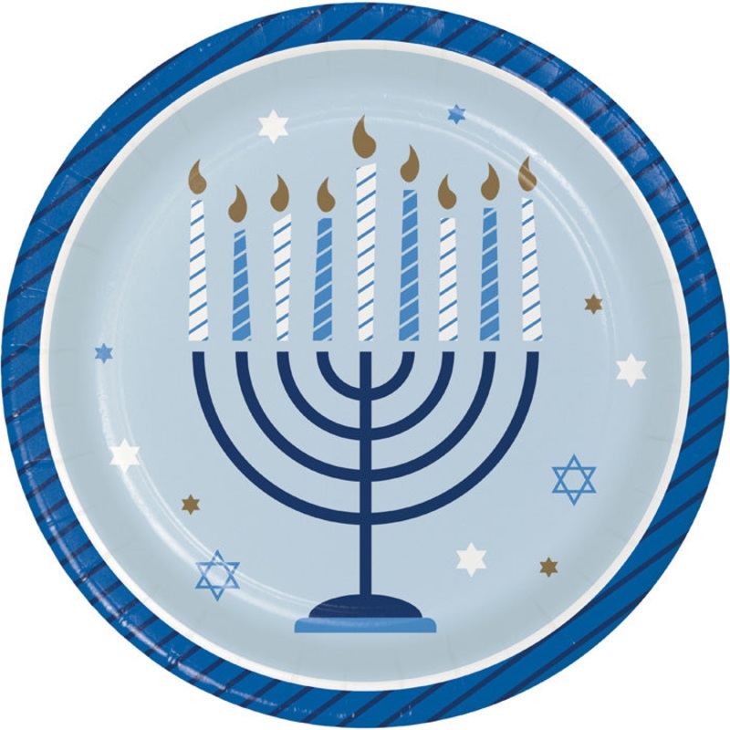 96 pc Bulk Hanukkah Celebration Dessert Plates