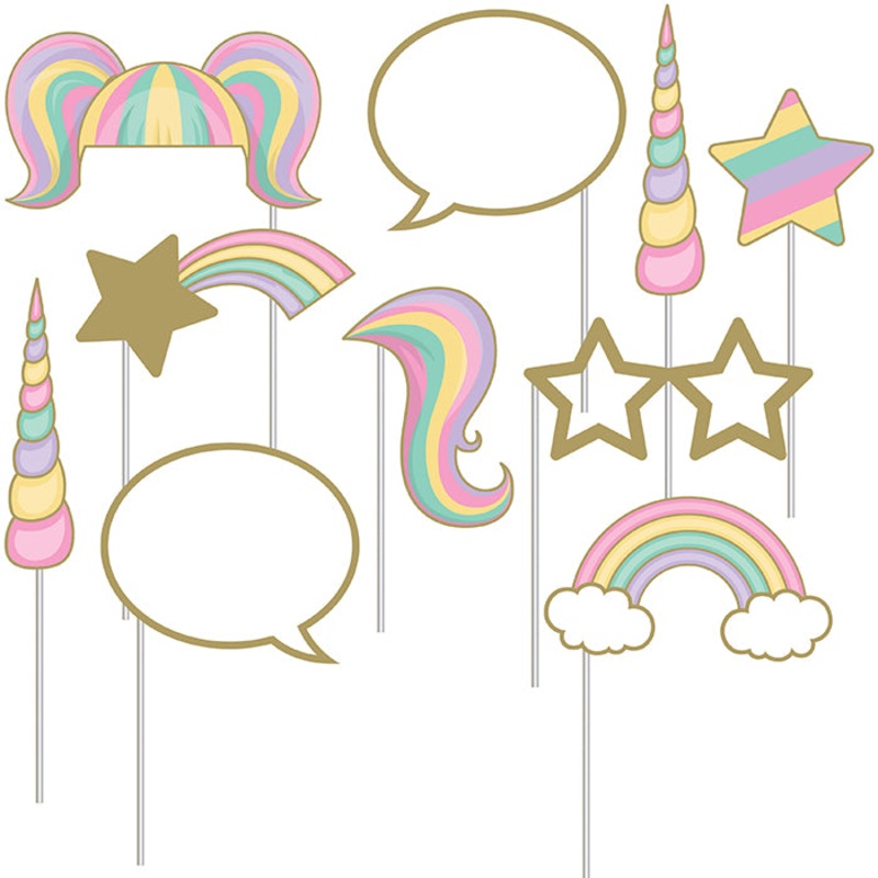 Sparkle Unicorn Photo Booth Props (10/Pkg)