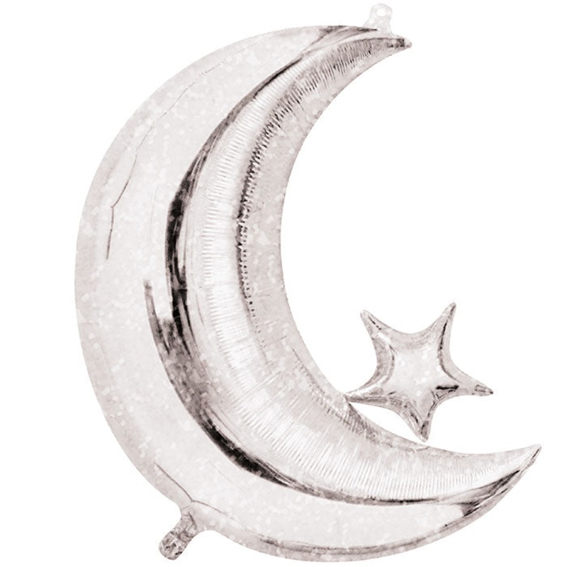10 pc Bulk Starry Night Moon Shaped Metallic Balloons