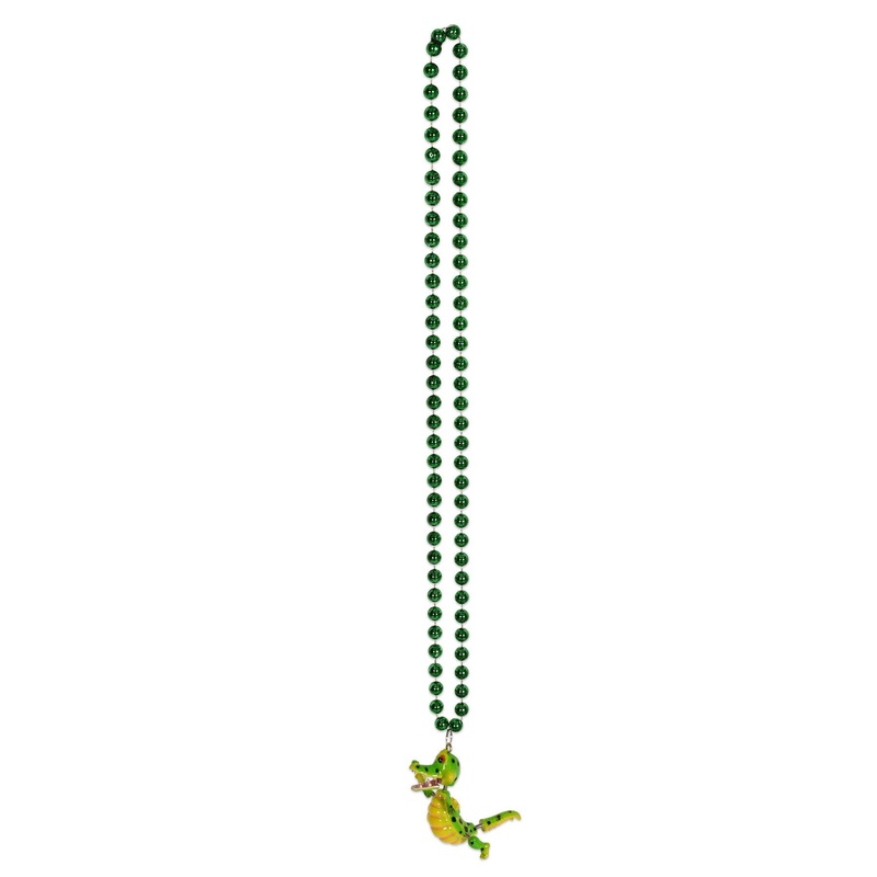 12 Pack Beistle Bead Necklace with Bobble Alligator Medallion
