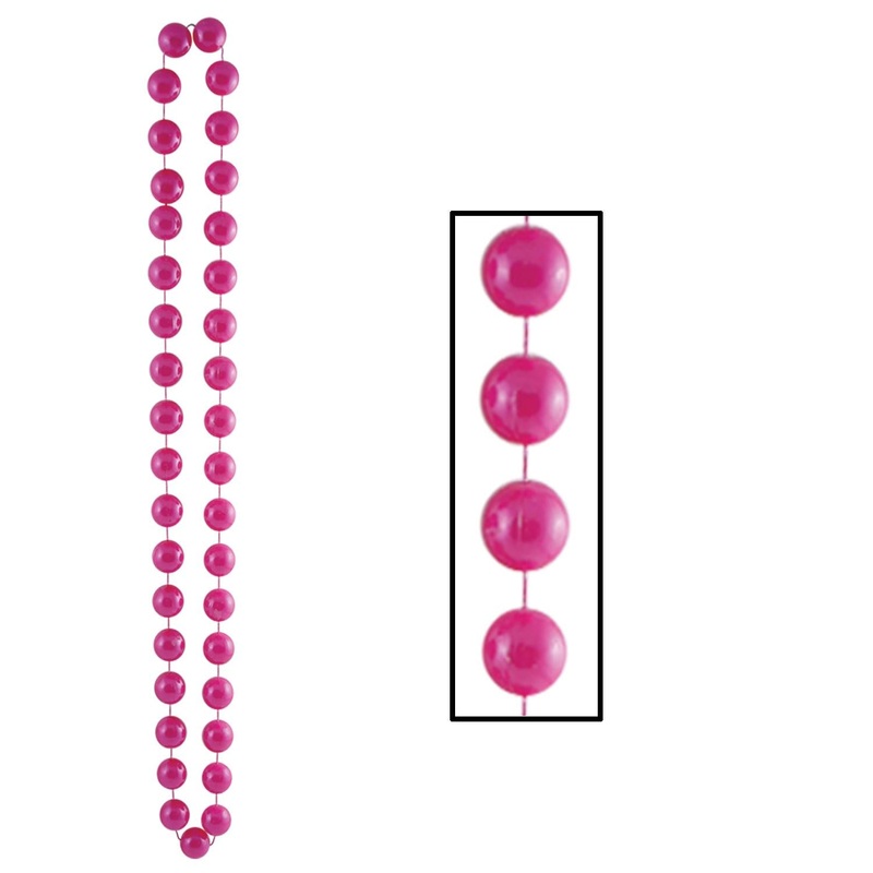 12 Pack Beistle Jumbo Party Bead Necklaces - pearl pink