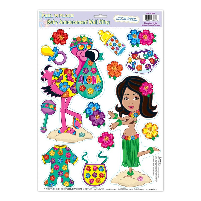 168 Piece Beistle Hula Baby Peel 'N Place Clings