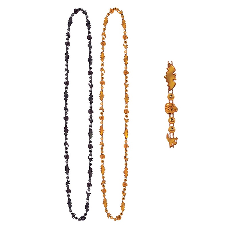 24 Pack Beistle Halloween Bead Necklaces, Asst orange/black