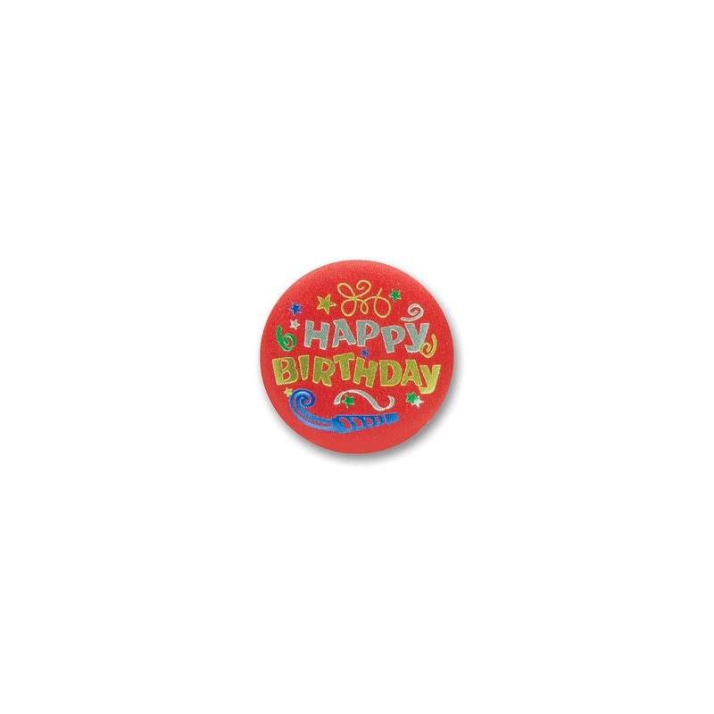 6 Pack Beistle Happy Birthday Satin Button