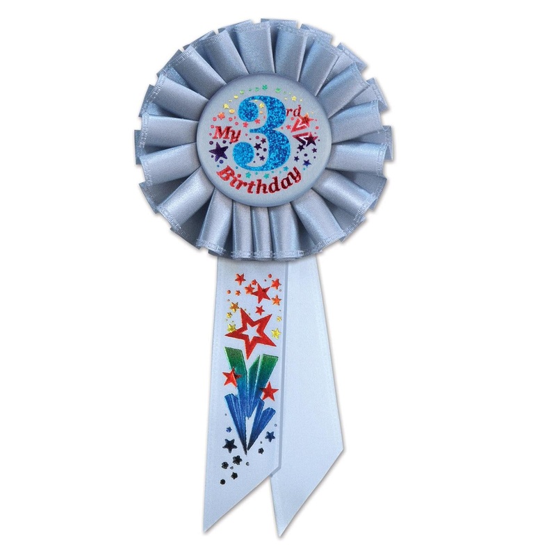 6 Pack Beistle My 3rd Birthday Rosette - blue