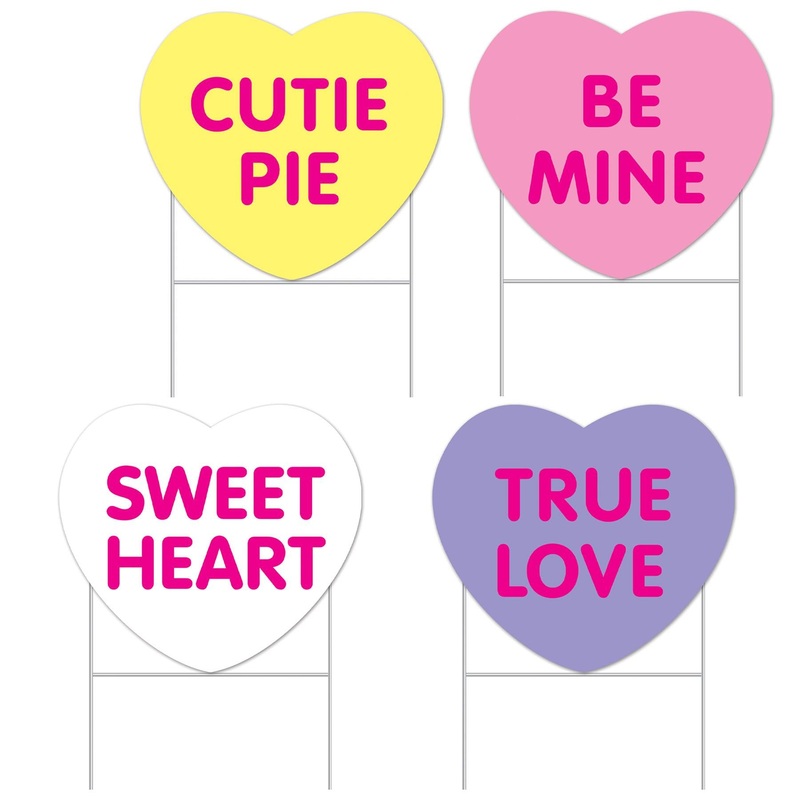 6 Pack Beistle Valentine's Day Plastic Candy Heart Yard Signs