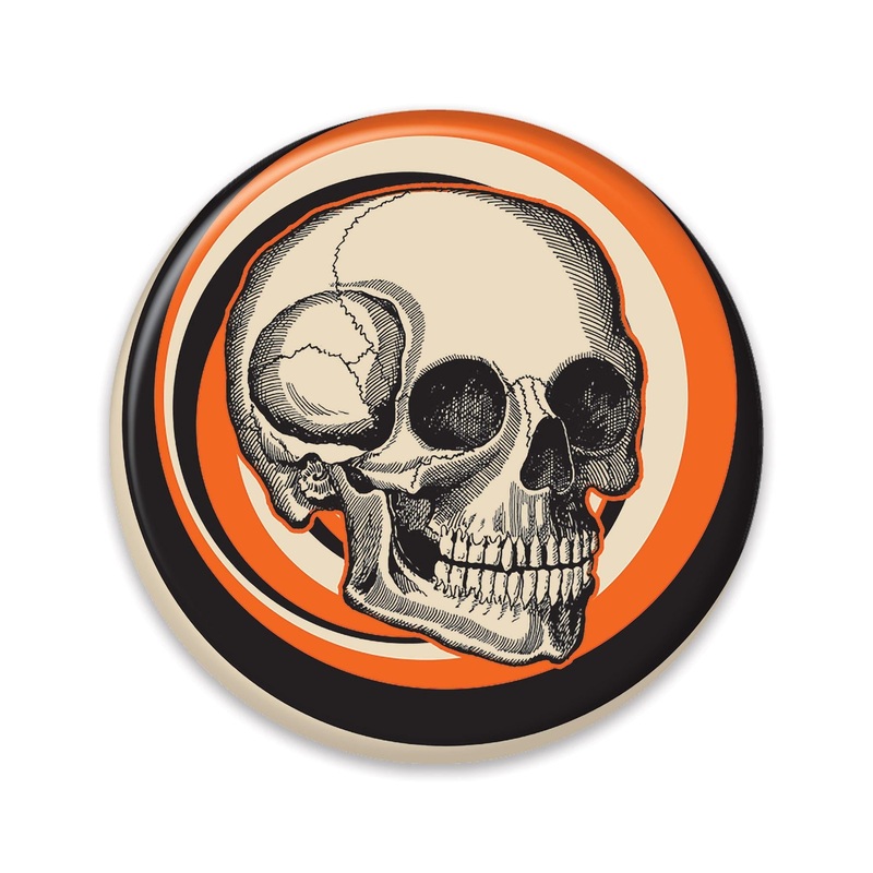 6 Pack Beistle Vintage Halloween Skull Button -Orange