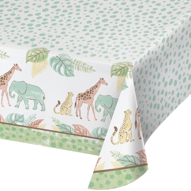 6 pc Bulk Safari Baby Tablecover, Paper 54"x96"