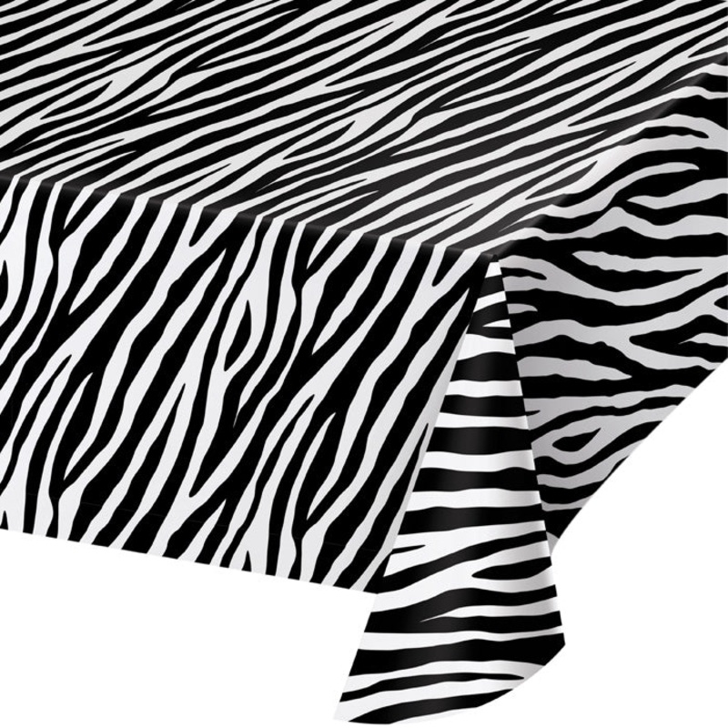 Zebra Print Plastic Table Cover, 54"x108"