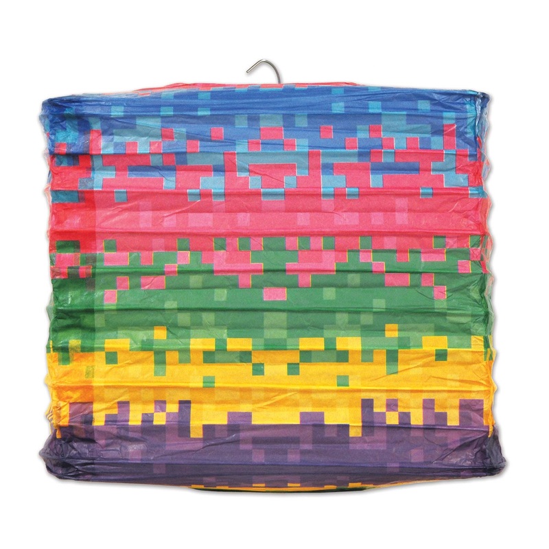 12 Pack Beistle 8-Bit Square Party Paper Lantern