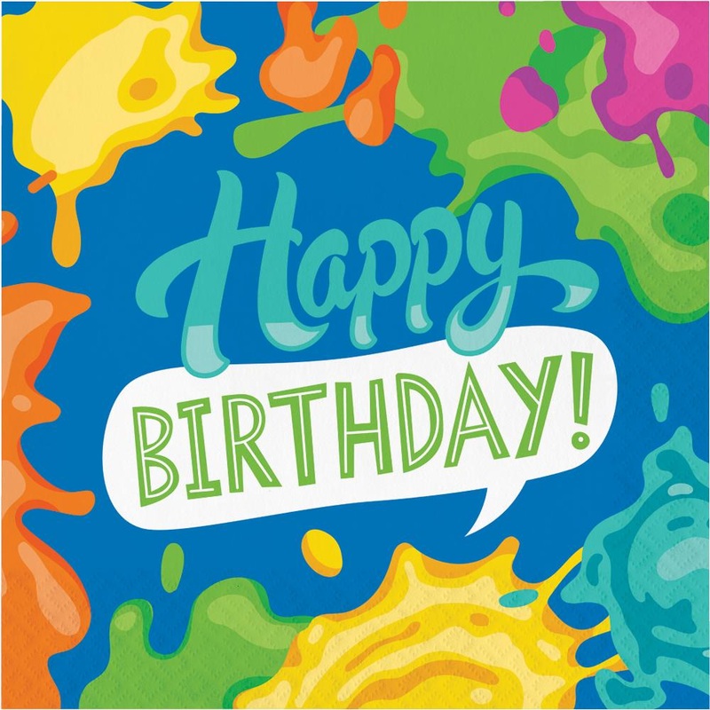192 pc Bulk Splatter "Happy Birthday" Napkins